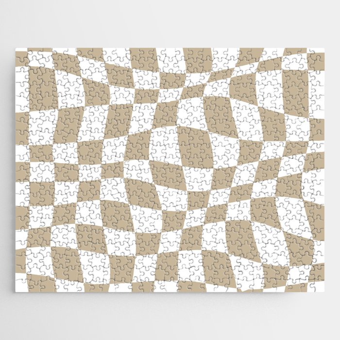 Warped Checkered Pattern (tan/white) Jigsaw Puzzle