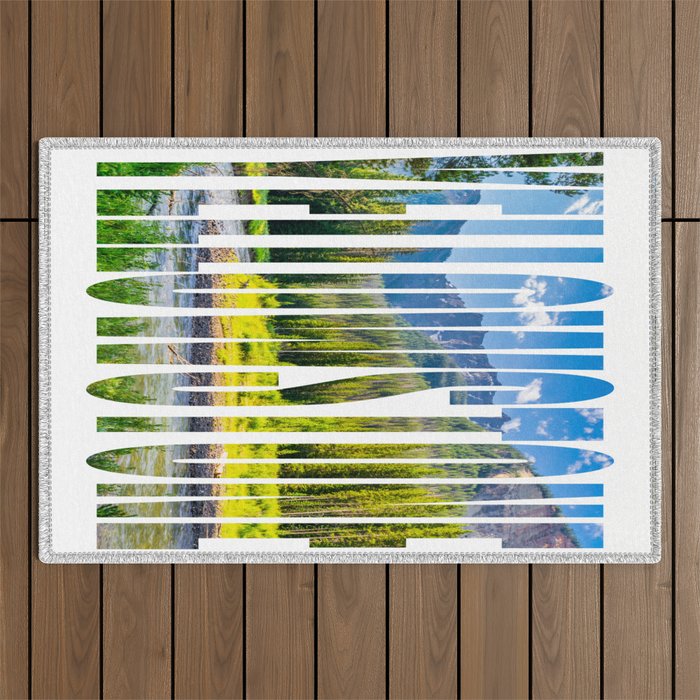 Yellowstone Lettering Landscape Print Outdoor Rug