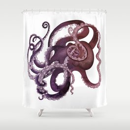 The Purple Octopus - Vintage Ocean Monster Shower Curtain