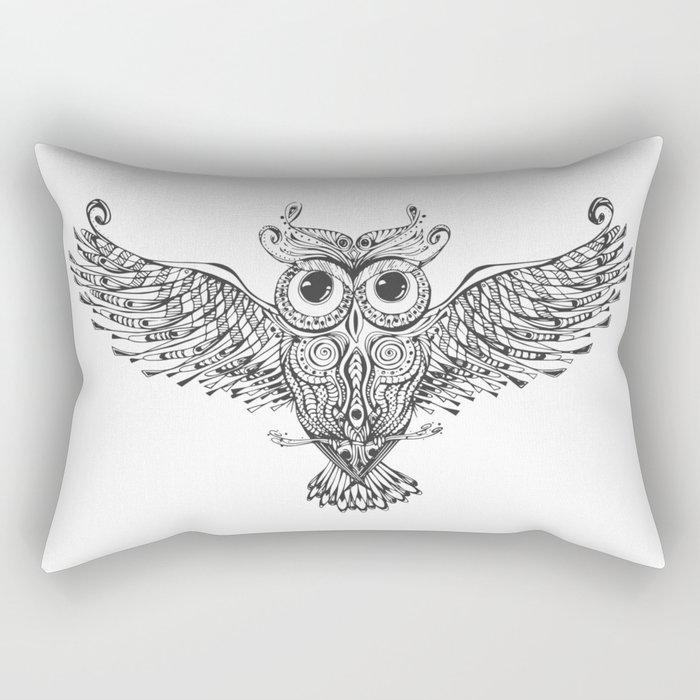 Owl Trace B&W Rectangular Pillow