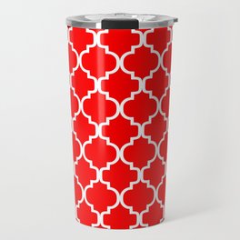 Moroccan Trellis (White & Red Pattern) Travel Mug