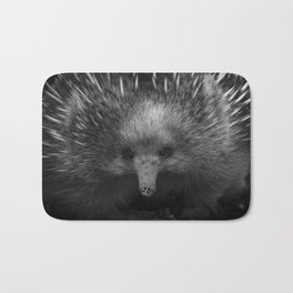 Black and white Echidna close-up Bath Mat