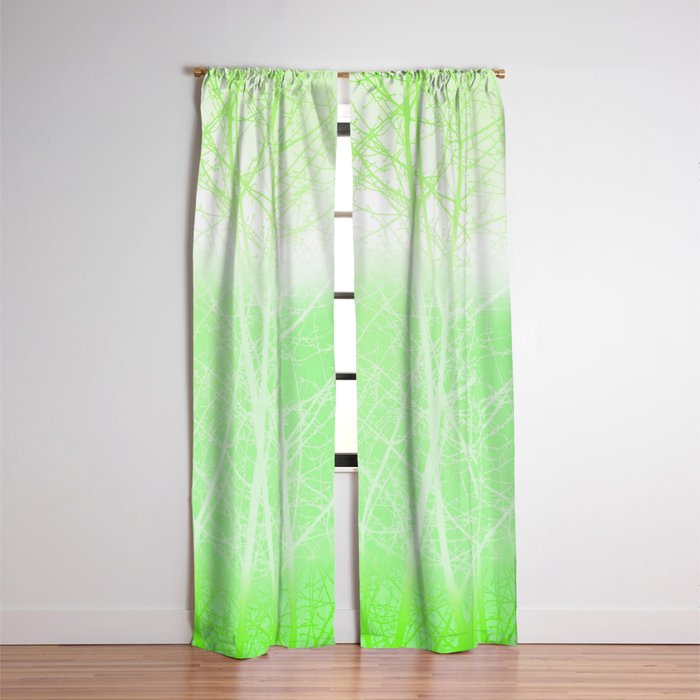 Frosted Winter Branches In Lime Green Blackout Curtain By