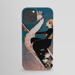 Art Deco White Peacock and Flapper Vintage Art iPhone Case
