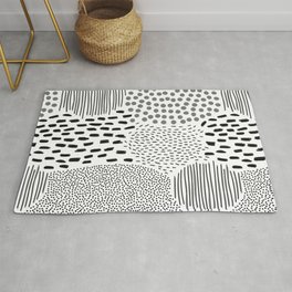 Abstract black and white pencil doodle pattern Area & Throw Rug