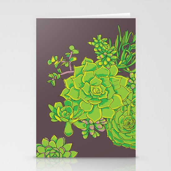 Succulent Pattern Stationery Cards