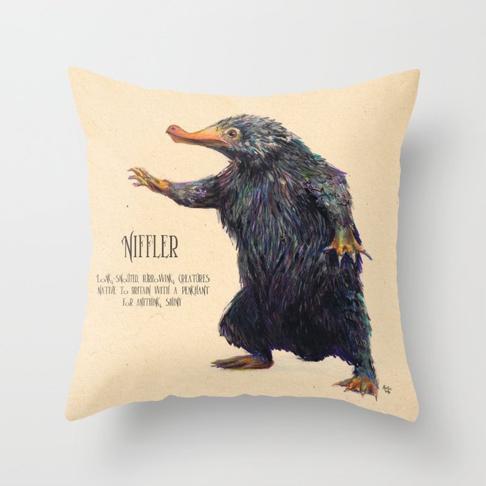 Niffler art Fantastic Beasts Throw Pillow