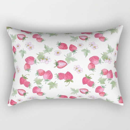 Watercolor . Strawberry on a White background . Rectangular Pillow