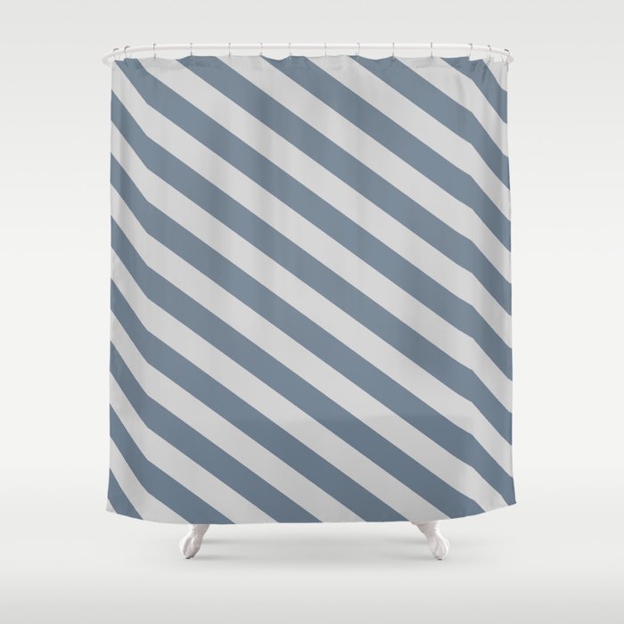 Slate Gray and Light Gray Colored Stripes Pattern Shower Curtain