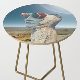 sculpture face strange desert Side Table