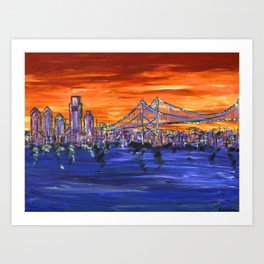 Ben Franklin Bridge Sunset Art Print