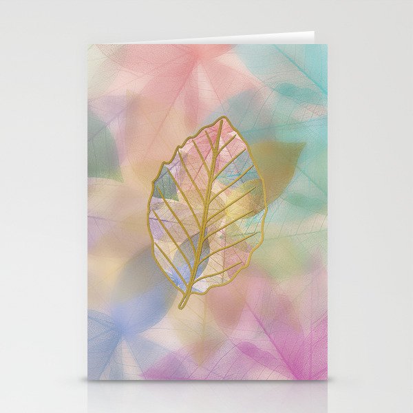 Colored Leaf Pattern Stationery Cards