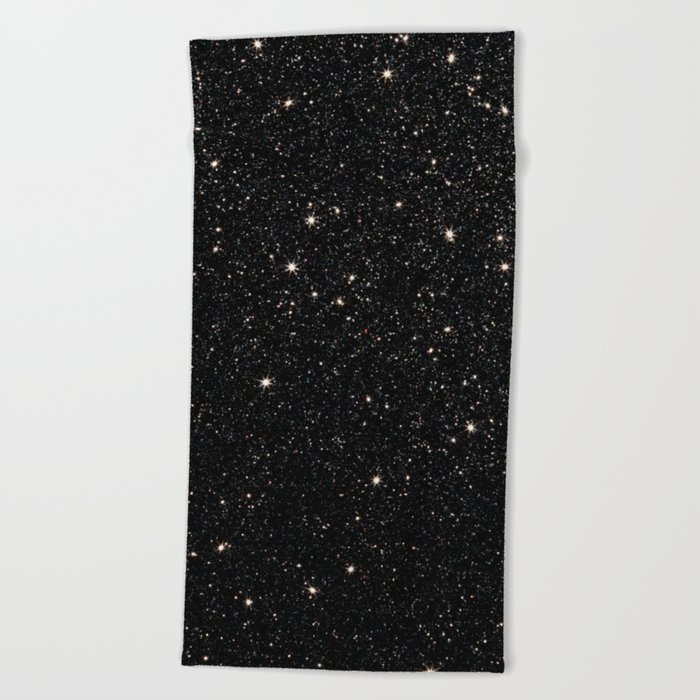 black glitter night  Beach Towel