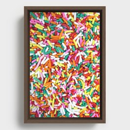 Rainbow Sprinkles, Bright Colorful Pile of Candy Sprinkles Framed Canvas