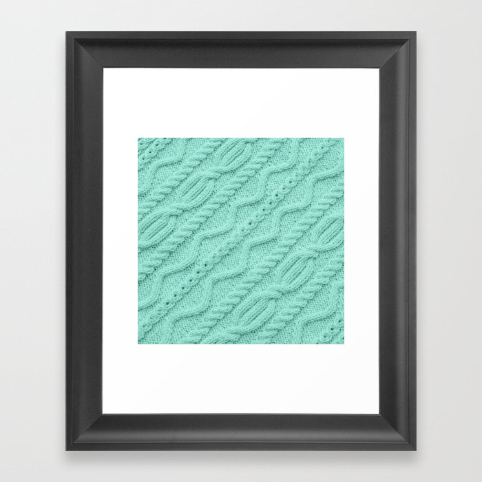 Seafoam Mint Cableknit Framed Art Print