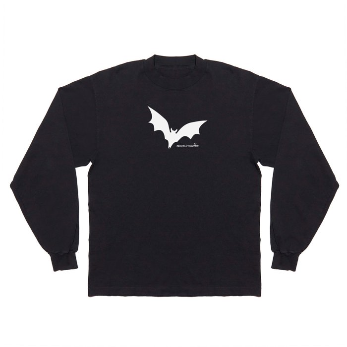 nocturnazine: Bat White Logo Long Sleeve T Shirt