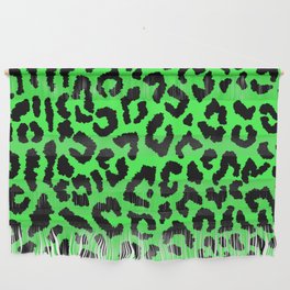 2000s leopard_black on lime green Wall Hanging