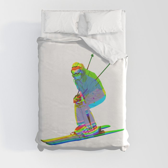 Psychedelic Snow Skier Duvet Cover