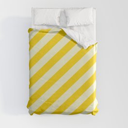 [ Thumbnail: Yellow & Light Yellow Colored Striped/Lined Pattern Duvet Cover ]