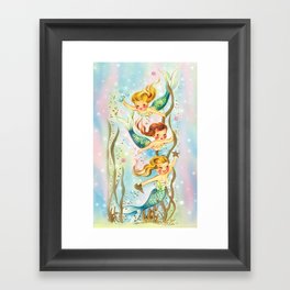 Mermaids Pastel Sparkles Framed Art Print