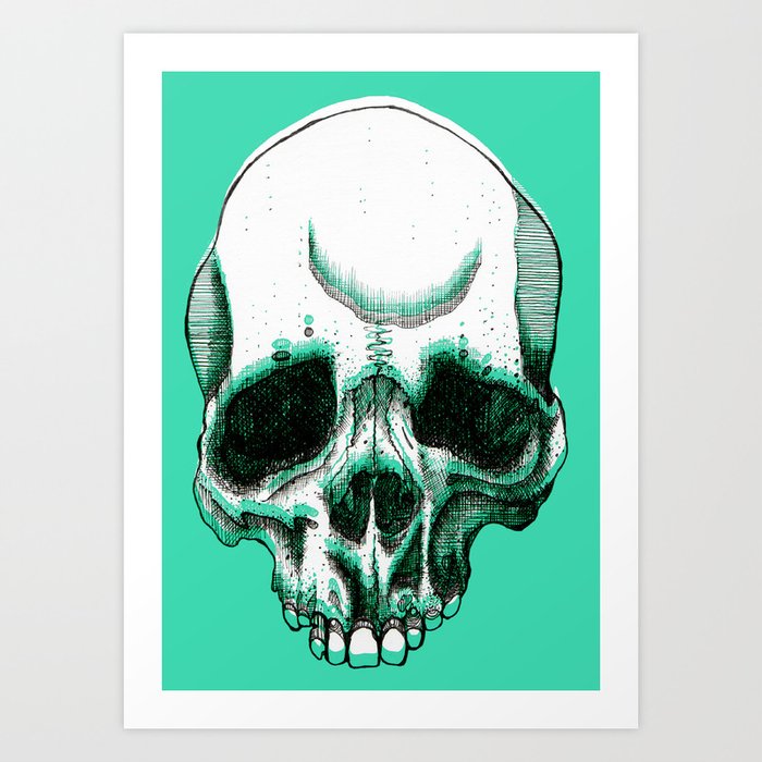 Green Skull Art Print