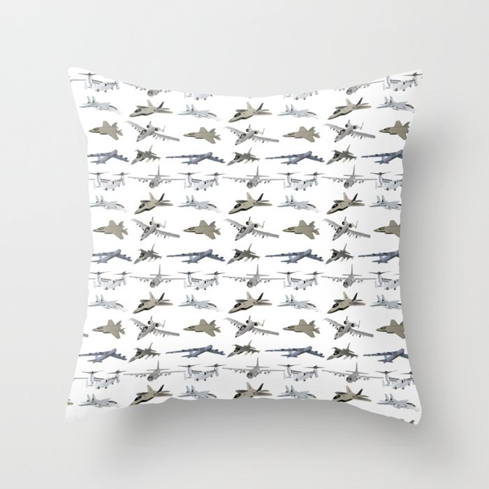 US Military Airplanes Throw Pillow