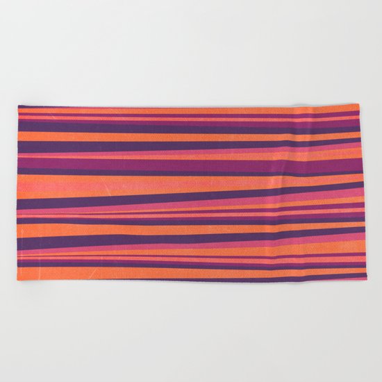 Happy Horizontal Lines Pink Version Beach Towel