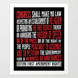 First Amendment Freedom of Speech and Protest Art Print