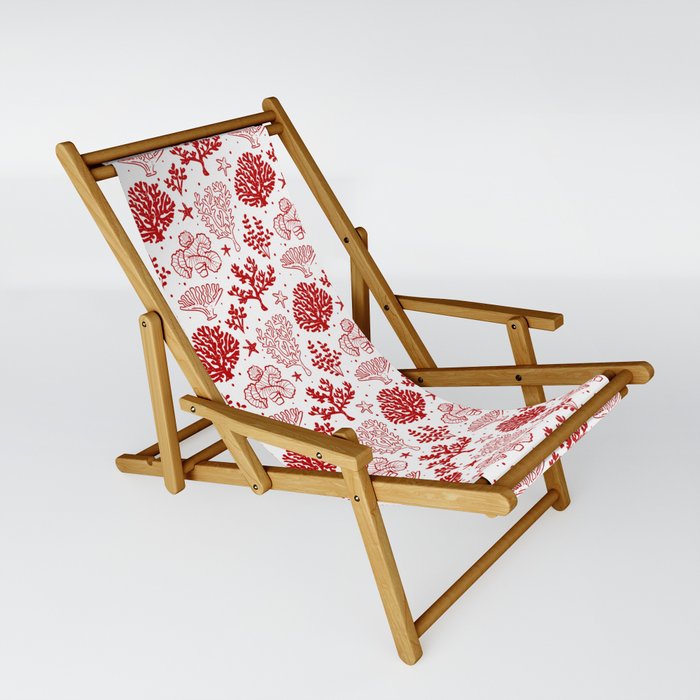 Red Coral Silhouette Pattern Sling Chair