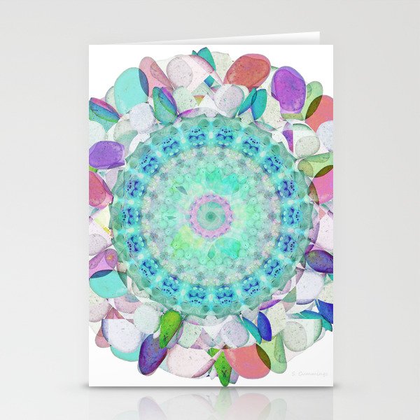Colorful Flower Art Petal Mandala Stationery Cards