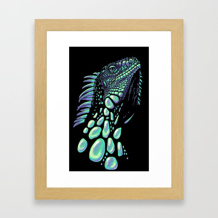 Iguana black Framed Art Print