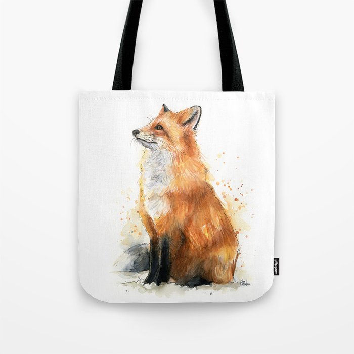 Fox Watercolor Red Fox Painting Tote Bag