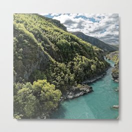 New Zealand Photography - Kawarau River Going Past The Beautiful Nature Metal Print