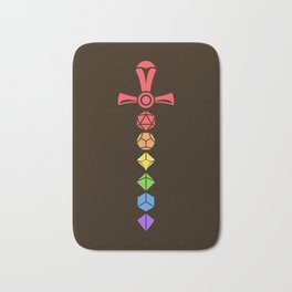 Rainbow Polyhedral Dice Sword of the Cleric Tabletop RPG Gaming Bath Mat