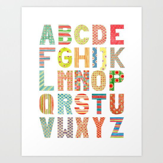 Alphabet with patterns Art Print