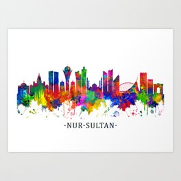 Nur-Sultan Kazakhstan Skyline Art Print | Poster, Nursultan, Urban, Travel, Landscape, Nur, Nur Sultan, Painting, Sultan, Watercolor 