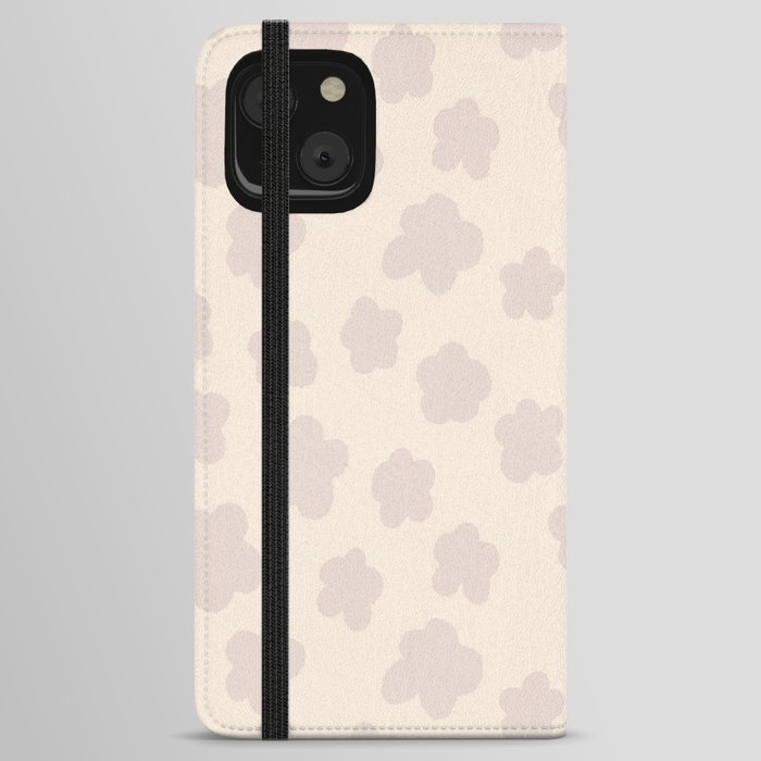 simple silhouette flowers pink on cream iPhone Wallet Case