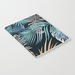 Lush Jungle Teal, Blue, Gold Notebook