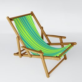 [ Thumbnail: Light Sea Green & Light Green Colored Stripes/Lines Pattern Sling Chair ]