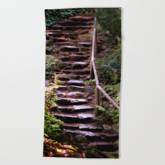 Old Wet Stone Steps Beach Towel