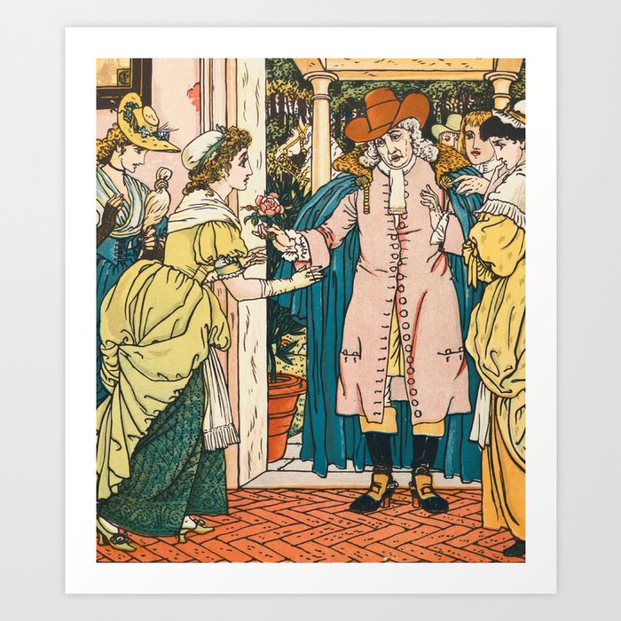 Beauty And The Beast Children S Book Illustration 1896 Walter Crane Art Print By Vintage Wall Art Society6
