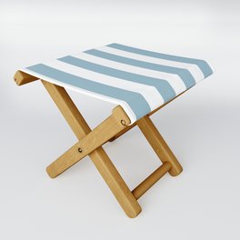 Large Baby Blue and White Vertical Cabana Tent Stripes Folding Stool