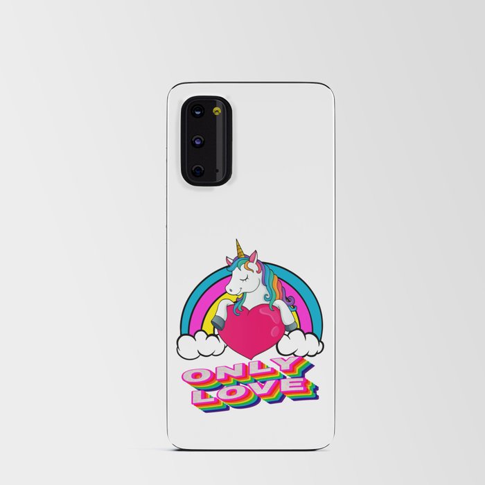 Cute Unicorn Holding A Red Heart – Valentine's Day Gift Android Card Case
