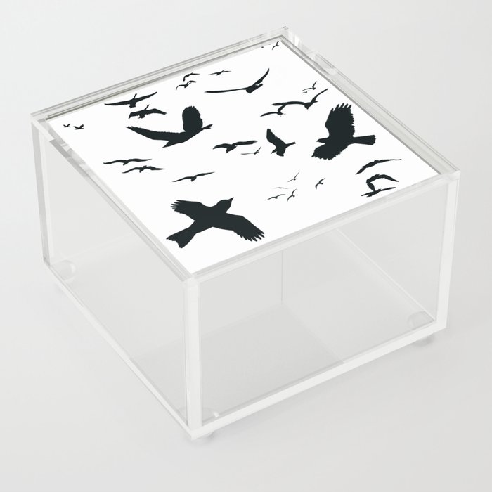 Flying birds vector black on white Acrylic Box