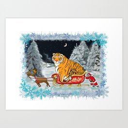 Christmas Tiger Delivery Mission for Secret Santa / Year of the Tiger /New Year 2022/ Tiger 2022 Art Print