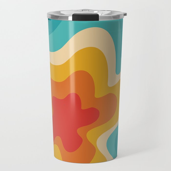Colorful retro style swirl design 4 Travel Mug