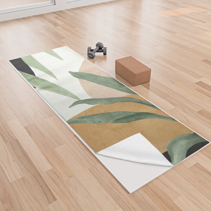 Abstract Art Tropical Leaves 4 Yoga Towel