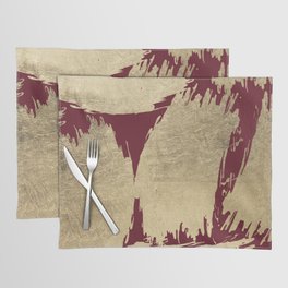 Abstract burgundy gold paint brush strokes Placemat