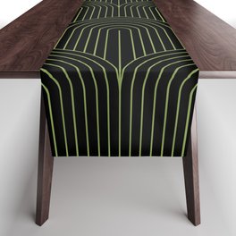Art Deco Arch Pattern I Black & Neutral Green Table Runner