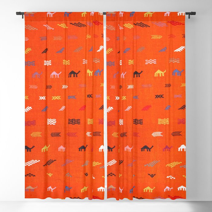 N44 - Moroccan Camels Bohemian Traditional Artwork Sahara Style Blackout Curtain